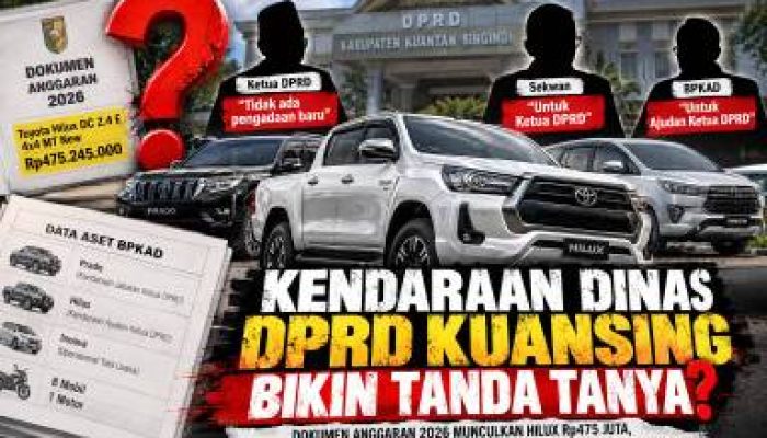 Kendaraan Dinas DPRD Kuansing Bikin Tanda Tanya: Sekwan Sebut untuk Ketua, Juprizal Bantah, BPKAD Catat untuk Ajudan