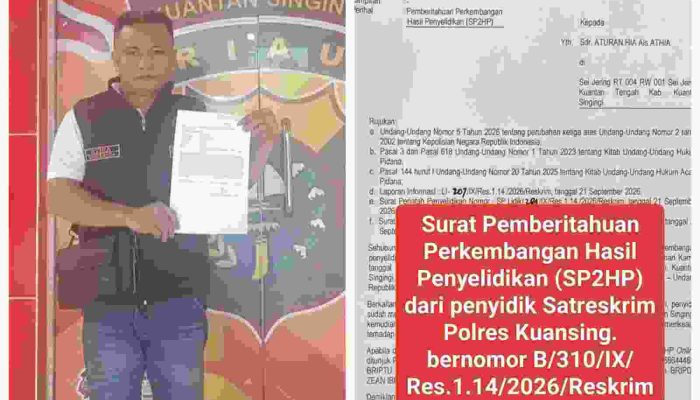 Terima SP2HP dari Polres Kuansing, ATHIA Dikabarkan Penyidik Akan Periksa Saksi