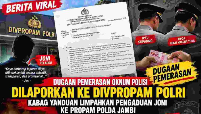 Divpropam Polri Perintah Periksa Dua Anggota Polda Jambi, ke Kabib Propam Polda Jambi, Diduga Meminta Uang Kepada Pelapor