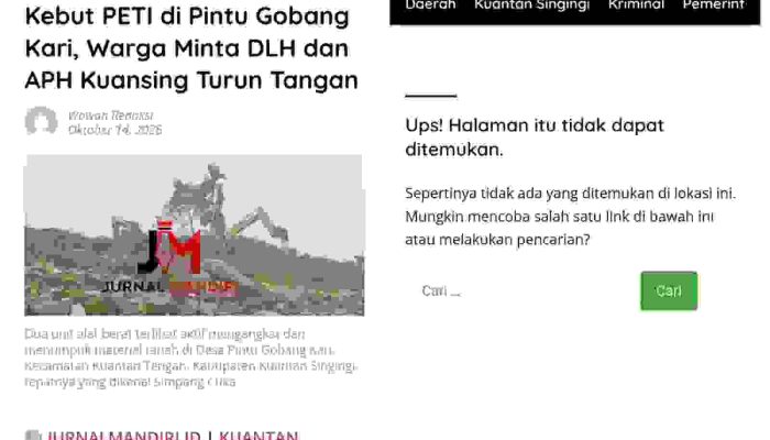 Tautan Berita PETI di Pintu Gobang Kari Kuansing Tak Bisa Diakses, ATHIA Telusuri Penyebabnya